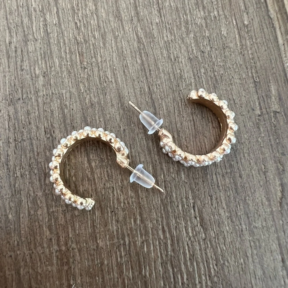 Faux Gold and Pearl Hoops - Picture 2 of 4
